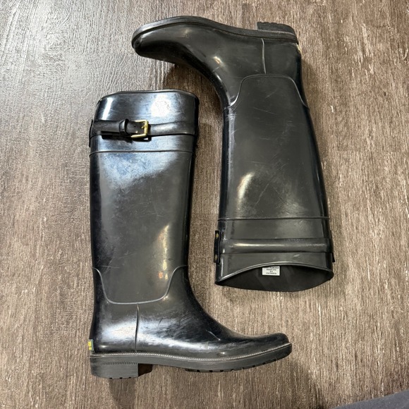 Lauren Ralph Lauren Shoes - Lauren Ralph Lauren Rossalyn II Rain Boots Womens 8 Black PVC Buckle Knee High